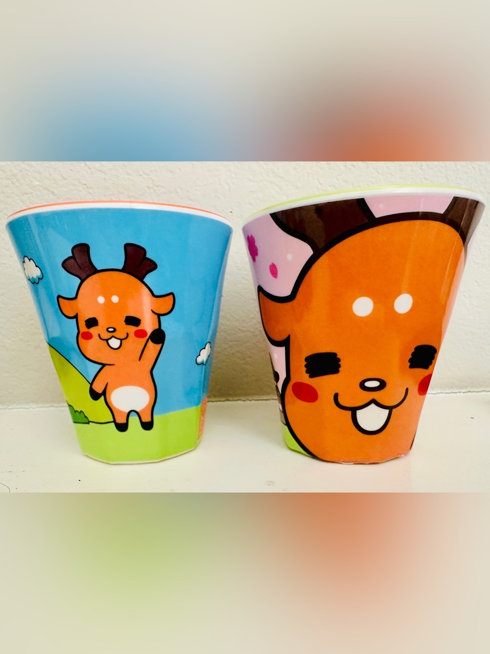 NEW with TAGS - Set of 2 Skater Japan Shikamaro-kun Melamine Cups - 270ml - CUTE
